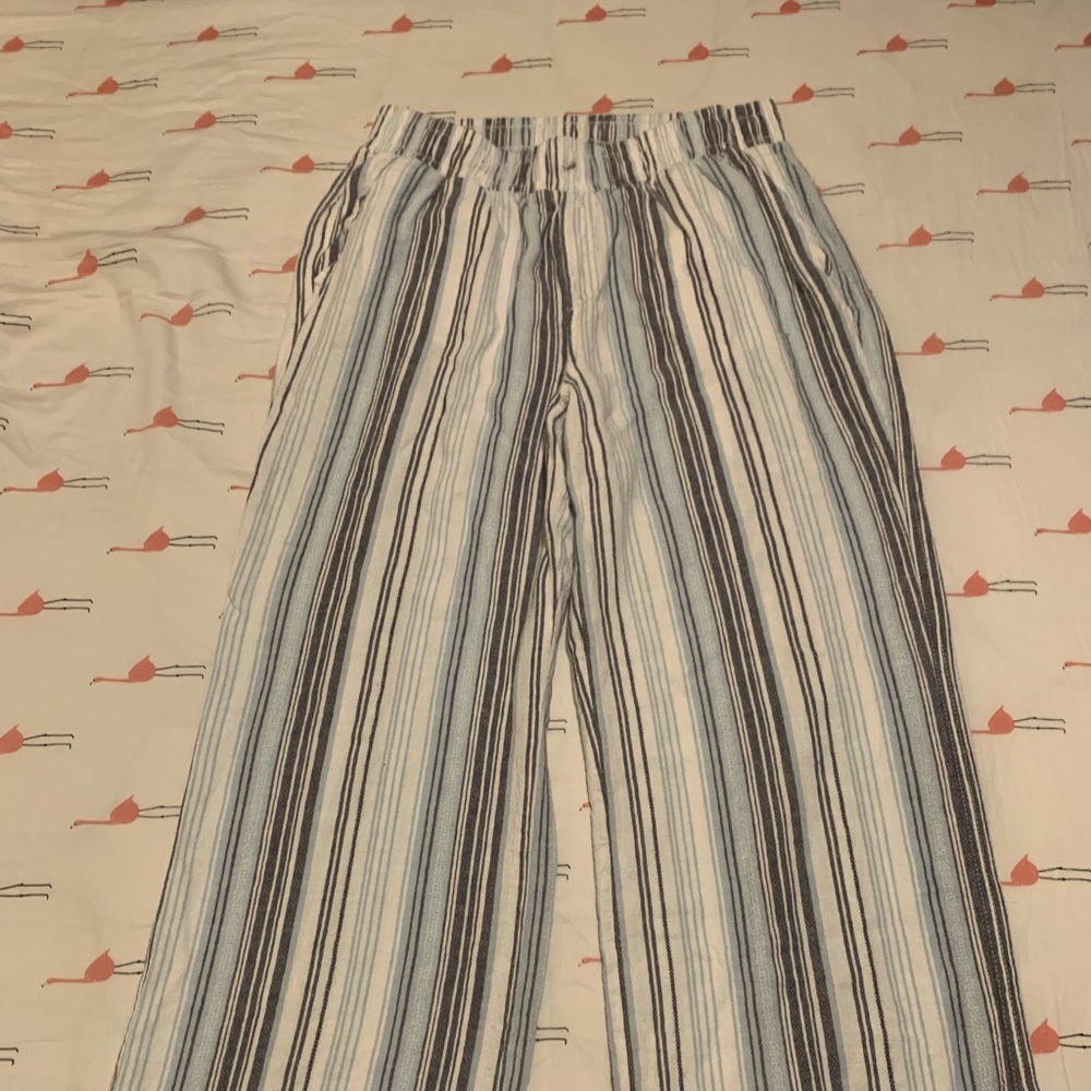 Briggs New York Light Blue and White Striped Top